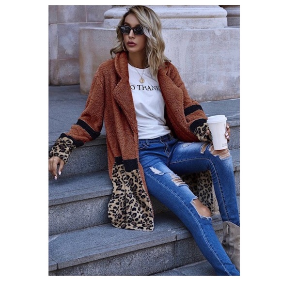 $25 start  29 ❤️ Oversized leopard print sherpa cardigan - Picture 2 of 3